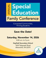 Flkyer for the Special Ed Family Conference on November 14, 2026 at Hayfield Secondary School from 8:30am to 3:00pm