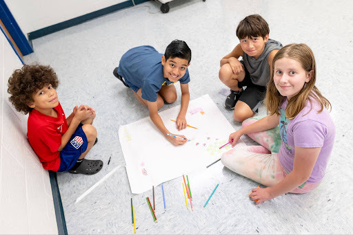 students working on a project together