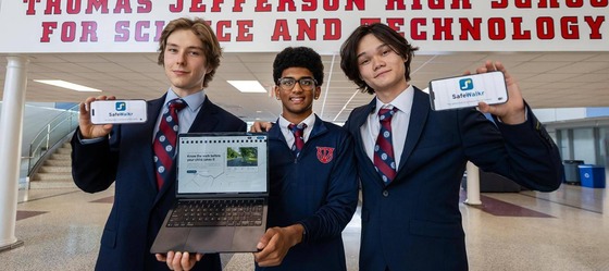 students showing their app