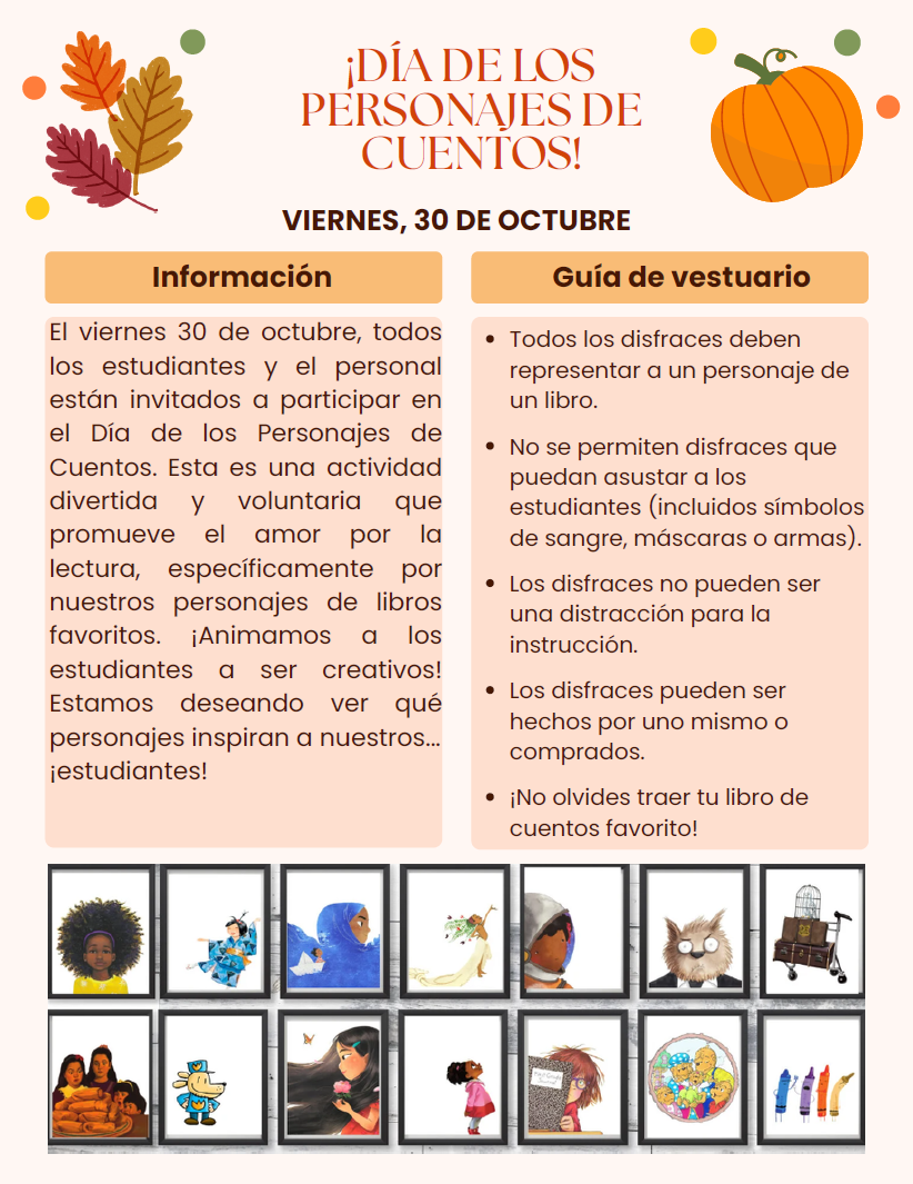 Storybook Character Day Flyer Spanish