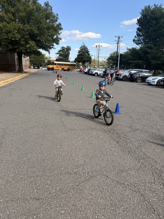students riding bikes