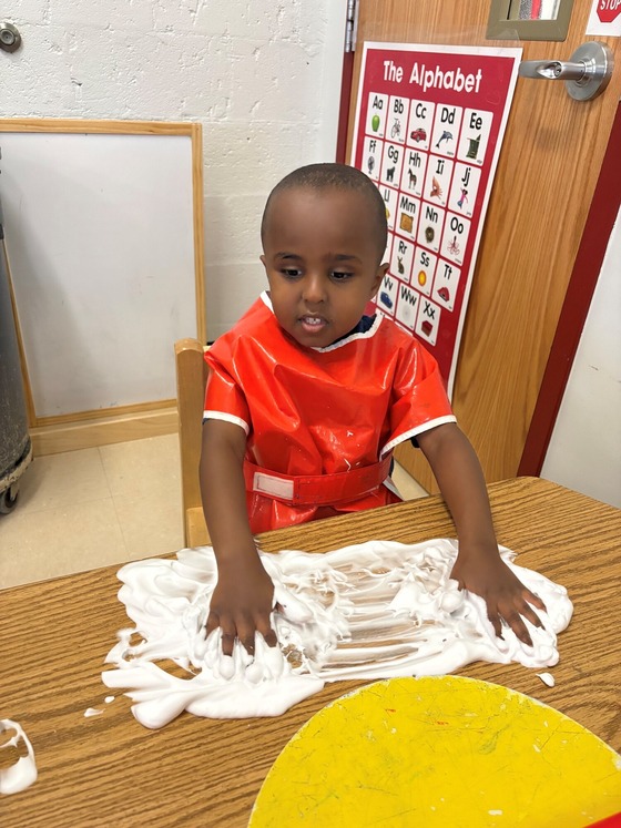 student at the sensory station