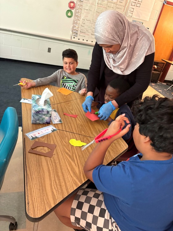 students working hard together
