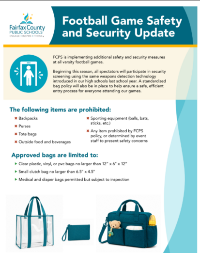 Updated weapons screening for football games flyer