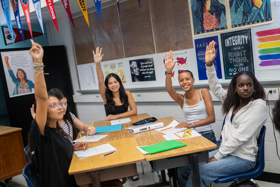 Irving students excited to be learning in class.