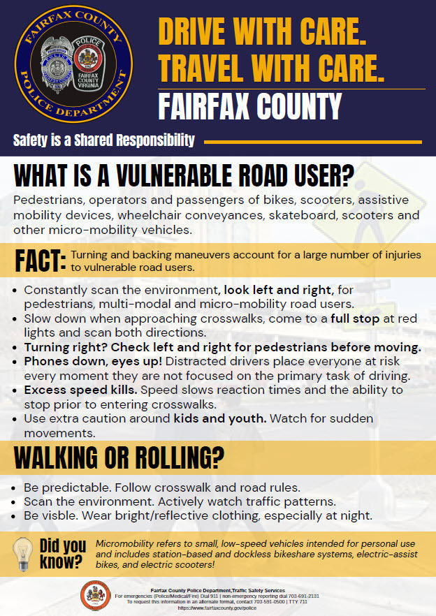pedestrian safety flyer- drive with care travel wth care 