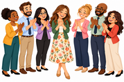 A teacher is receiving applause from her colleagues