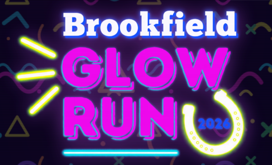 Neon Lettering - Brookfield Glow Run 2026 with horseshoe