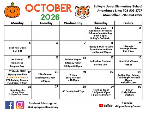 Updated October Calendar