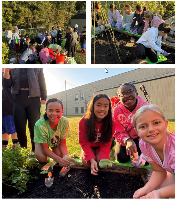 Get2Green students working on the garden for Fall Planting Day.