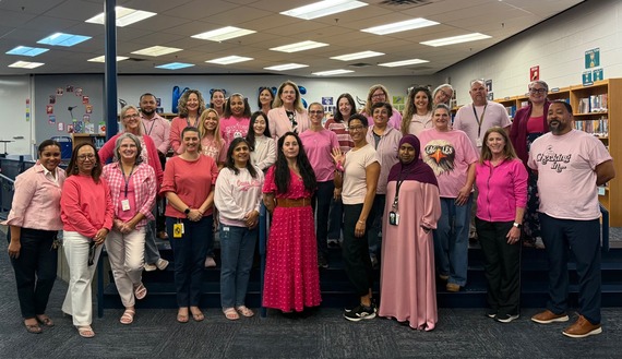 Staff wear pink for pink out day - Oct. Cancer Awareness Month