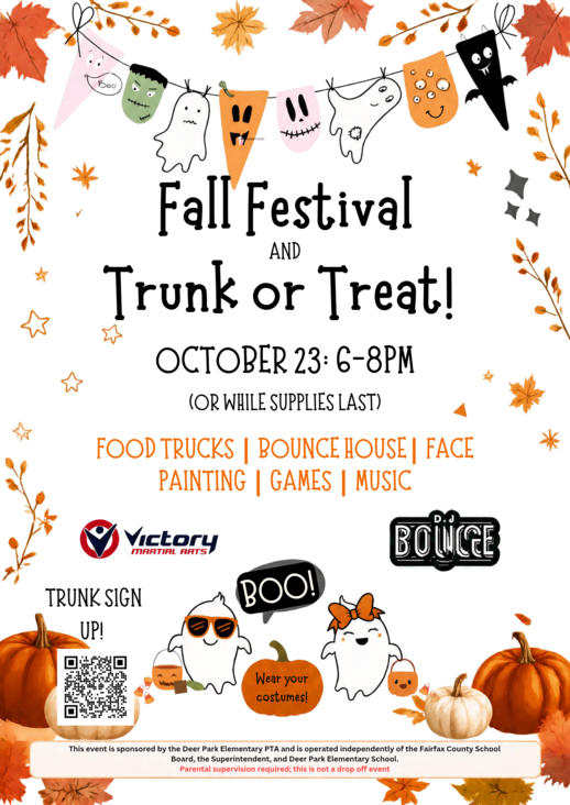 pta fall festival flyer with pumpkins ghosts sponsor logos