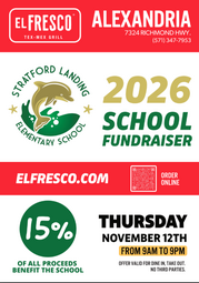El Fresco Restaurant Night Alexandria 2026 school fundraiser Thursday November 12th