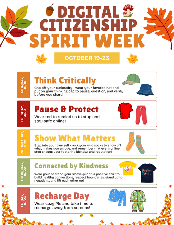 Digital Citizenship Spirit Week - information found in paragraph below