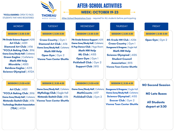 After-School Program October 19–23
