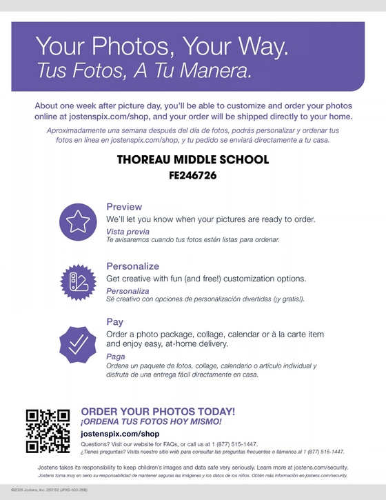 Picture Day Make-Ups & Retakes – Friday, October 23