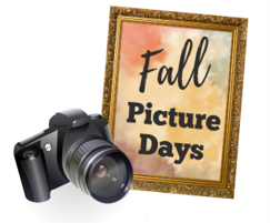 Picture of a camera and a frame that says "Fall Picture Days"