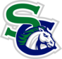 South County High School logo featuring interlocking green letter S and dark blue letter C, with a white stallion horse head at the center
