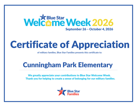 Blue Star Welcome Week Certificate 