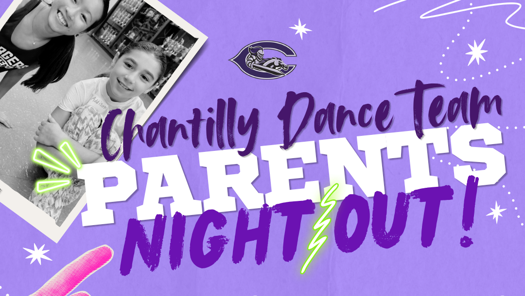 Parent's Night Out banner with pictures of students