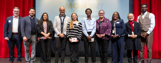 Students, Dr. Reid, School Board members and FCPS Leadership at FCPS AI Challenge