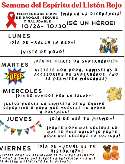 Red Ribbon Spirit Week Flyer in Spanish