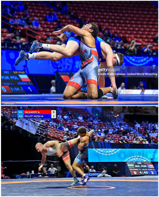 Collage of wrestlers competing
