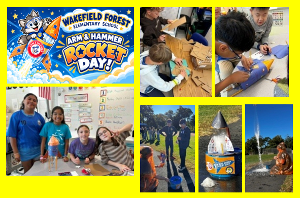 collage of photos of students building rockets