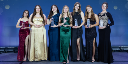 7 young women accepting awards