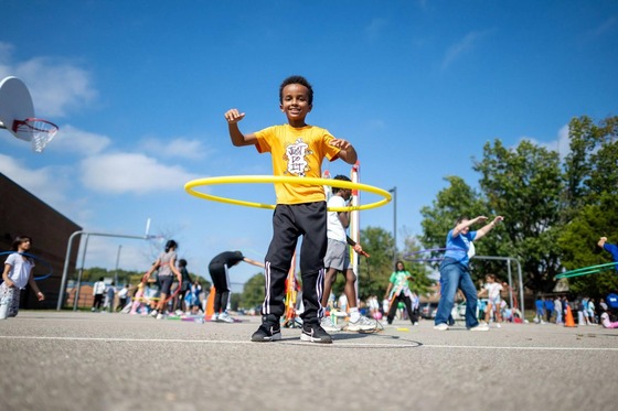 student hula hooping