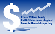 PWCS Earns highest financial reporting award with a dollar sign and a graph arrow