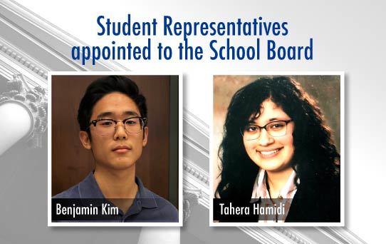 Student reps appointed to the School Board