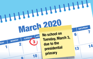  Calendar graphic with March 3 marked as No School.