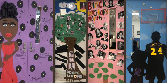 Saunders MS doors decorated in observance of Black History Month