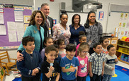 First Lady of Virginia Pamela Northam with Marumsco Hills Elementary School preschool students.