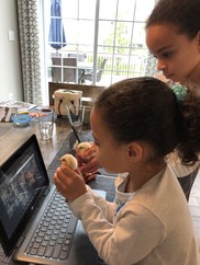 Bull Run Middle School Instructional Technology Coach and her daughters share the baby chicks with students over Zoom.
