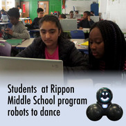 Rippon Middle School students program robots to dance.