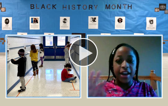 Students report on famous Black Americans at Henderson Elementary School