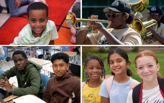 Graphic collage of several students