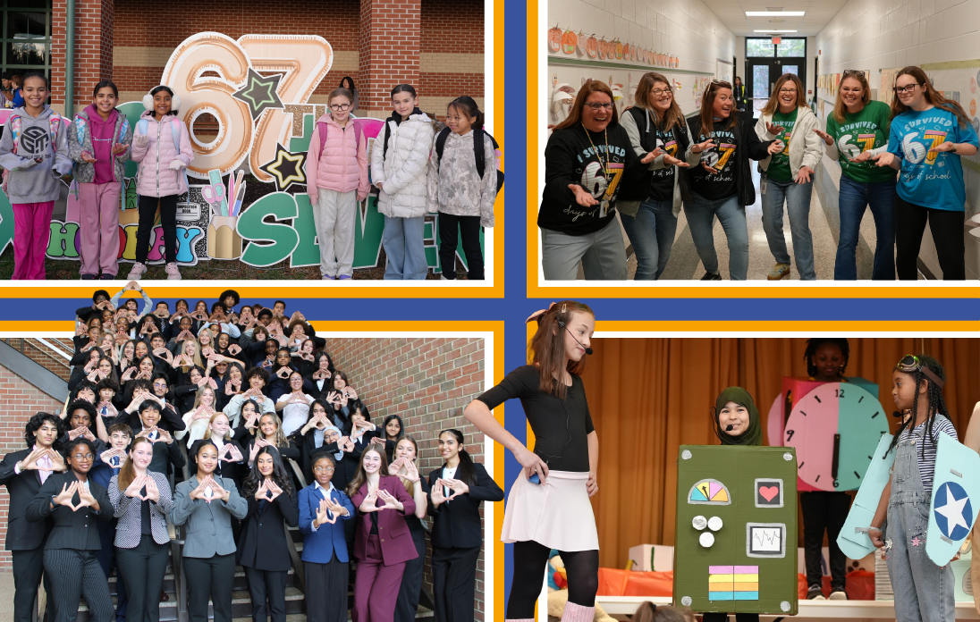 Multiple photos of students