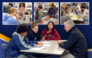 PLTW students with project at desk