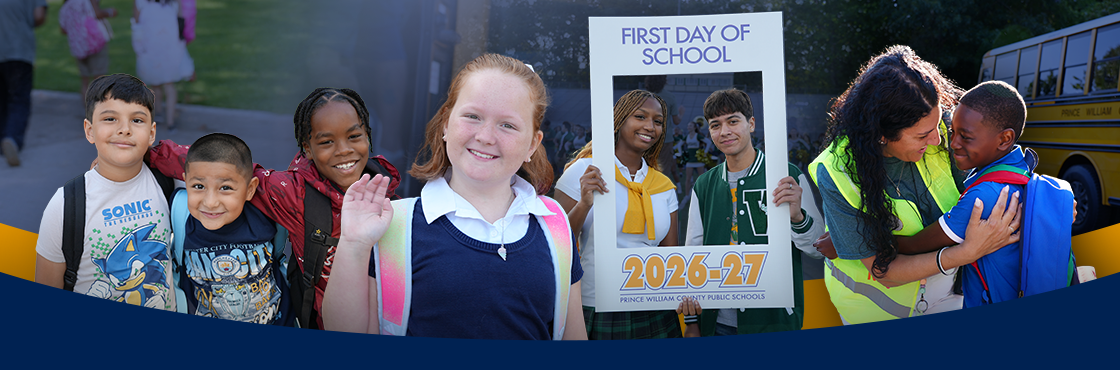 Students smiling collage on first day of school