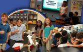collage of elementary students making energy projects in groups