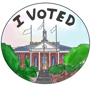 I Voted sticker featured city hall