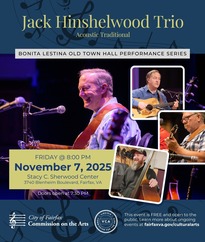 4 separate photos of men playing guitars and a bass on a blue background graphic with time and date of a concert performance 