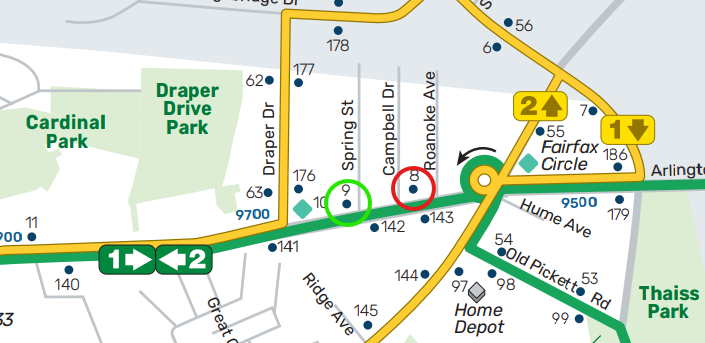 CUE Bus Green Stops 8 and 9 