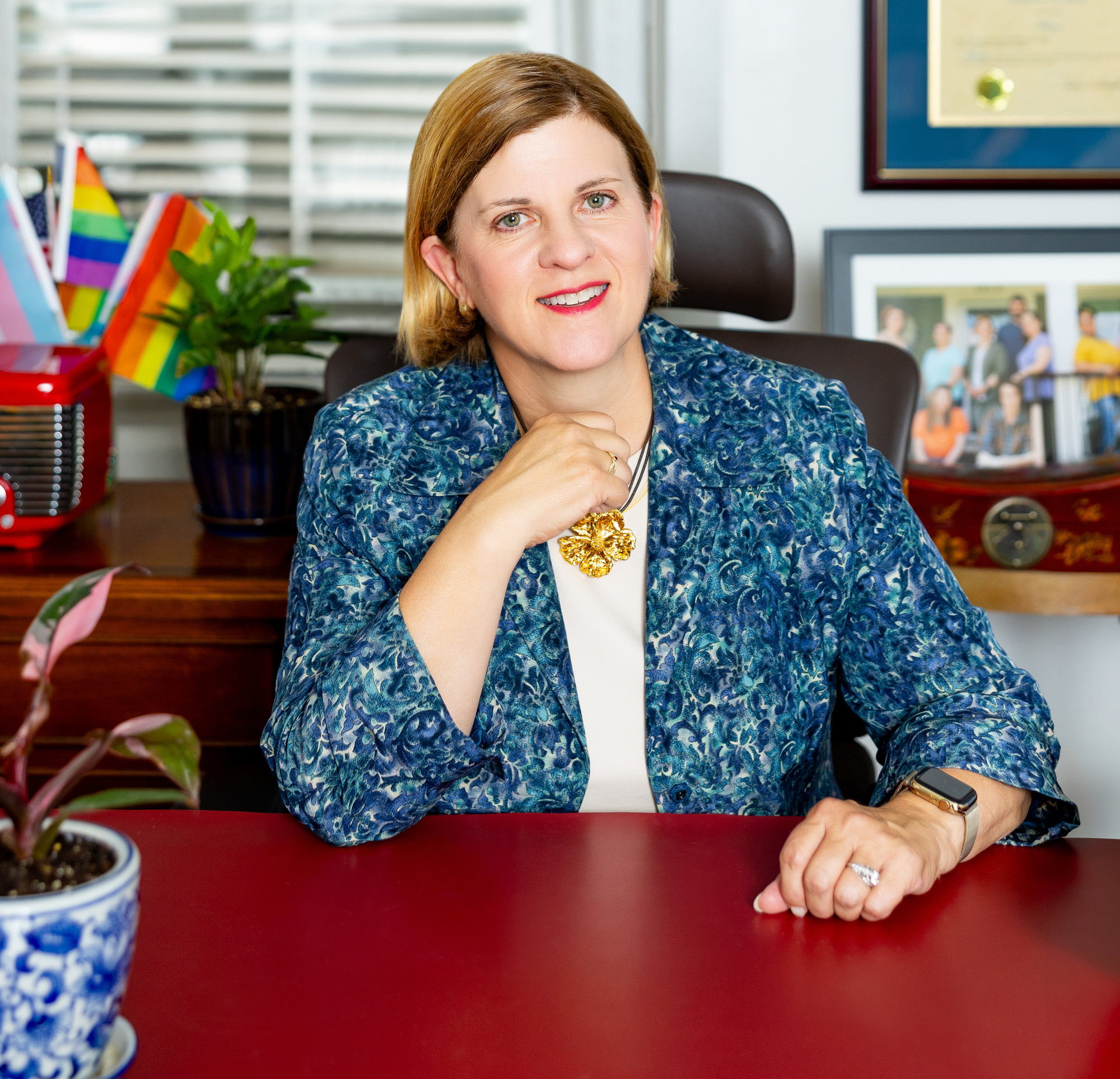 Mayor Catherine Read at her desk