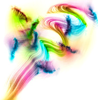 Abstract Expressionist artwork on white background and colorful swirls of paint