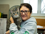 Woman holding a cat