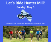 Let's Ride Hunter Mill! Sunday, May 5. Register now for the 4th annual Tour de Hunter Mill 